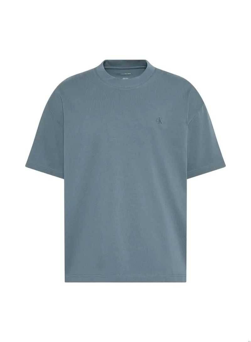 Calvin Klein Jeans Dark Slate Oversized Embossed Logo T-Shirt for Men | Best Price UAE
