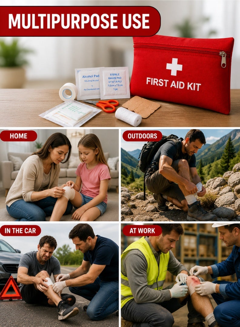 VERTEXO 43 Pieces First Aid Kit Travel, Must Have Survival Kit for Treating Wounds, Easy to Carry Substitute of First Aid Box for Home, Camping Accessories, Water Proof Emergency Kit with Essentials - Image 4