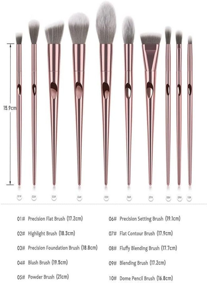 BH STUDIO PRO Makeup Brushes Set, 10 Pcs Premium Synthetic Makeup Brush Kit for Foundation, Eyeshadow, Contour & Highlight with Cosmetic Bag for Women & Girls - Image 4