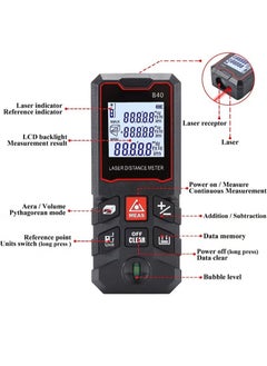Rewell Laser Measure 40M, Ft/in/M Unit Switch Digital Laser Tape Measure with Bubble Level Laser Measurement Tool,LCD Backlit Laser Distance Measure Pythagorean Mode Area and Volume Measuring  - Image 2