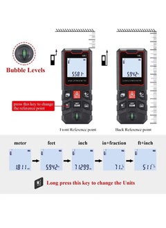 Rewell Laser Measure 40M, Ft/in/M Unit Switch Digital Laser Tape Measure with Bubble Level Laser Measurement Tool,LCD Backlit Laser Distance Measure Pythagorean Mode Area and Volume Measuring  - Image 4