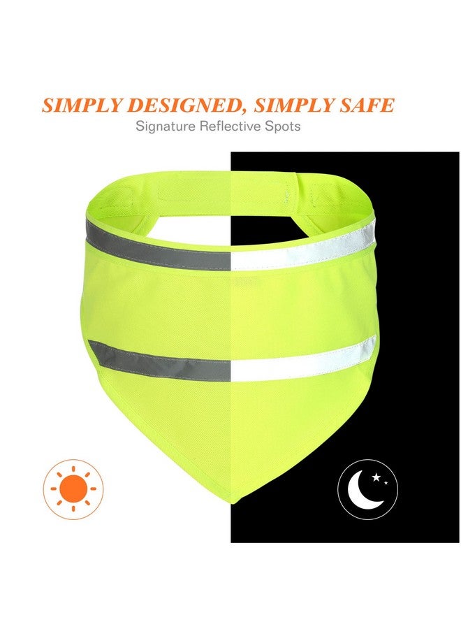 Saintrygo 2 Pieces Dog Bandanas Reflective Dog Scarf Yellow Orange High Visibility Safety Camping Puppy Bandanas Triangle Bibs for Medium Large Pets Cats Puppy(16-20.5 Inches,Halter Neck) - Image 2