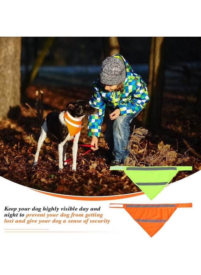Saintrygo 2 Pieces Dog Bandanas Reflective Dog Scarf Yellow Orange High Visibility Safety Camping Puppy Bandanas Triangle Bibs for Medium Large Pets Cats Puppy(16-20.5 Inches,Halter Neck) - Image 4