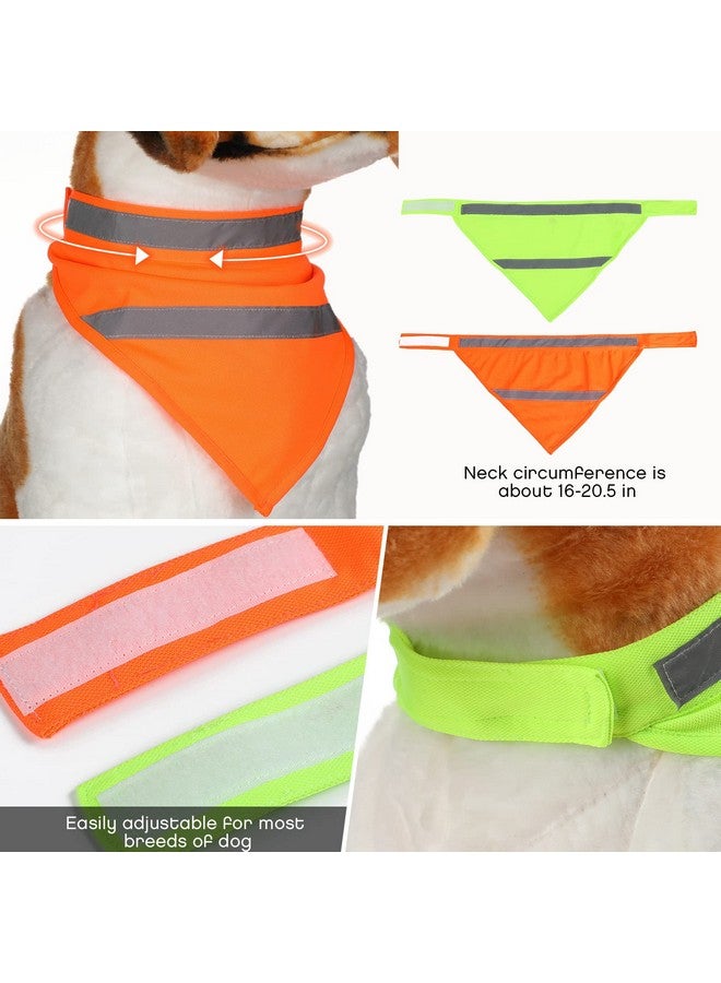 Saintrygo 2 Pieces Dog Bandanas Reflective Dog Scarf Yellow Orange High Visibility Safety Camping Puppy Bandanas Triangle Bibs for Medium Large Pets Cats Puppy(16-20.5 Inches,Halter Neck) - Image 3