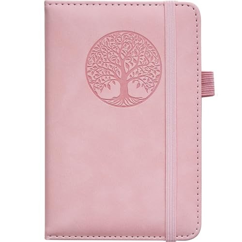 BIYUNRO Small Pocket Notebook, Leather Journal Mini (Pink) - Image 1