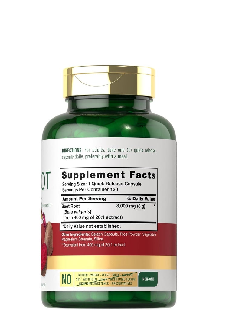 كبسولات جذر البنجر 8000 ملغ، 120 كبسولة، مكمل غذائي غير معدل وراثيًا وخالي من الغلوتين - Image 2