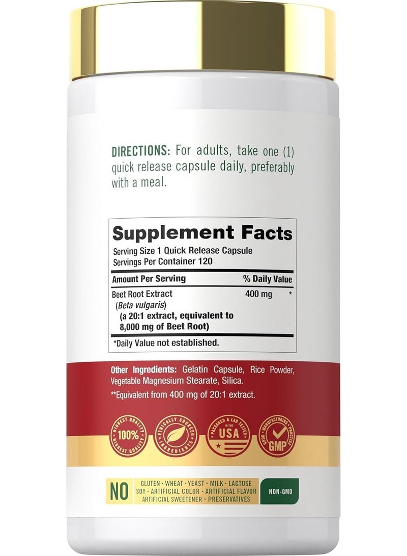 Carlyle Beet Root Capsules 8000 mg 120 Count Non-GMO and Gluten Free Supplement - Image 2