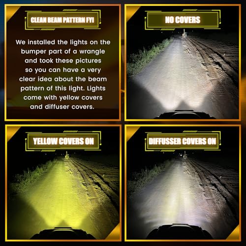 EXZEIT 160W 5 Inch Driving Lights,11200 Lumens Round Fog Lights Offroad Lights for Jeep Wrangler Trucks Toyota Pickup SUV ATV, Diffuser Covers and Yellow Covers Changeable, 12V/24V - Image 2