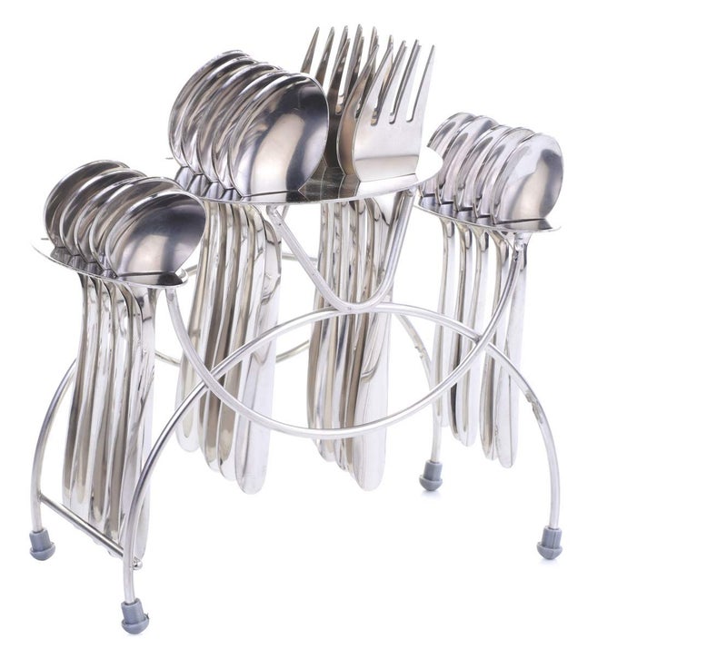 Ganesh Stainless Steel Cutlery Delight Set, 24-Pieces, Grey - Image 1