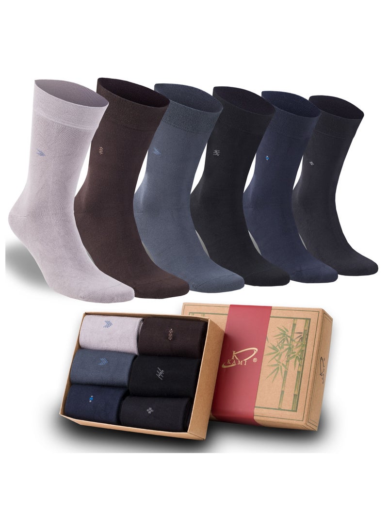 Kami جوارب رسمية للرجال من البامبو الناعم للغاية، مضادة للبكتيريا، 6 أزواج - Image 1