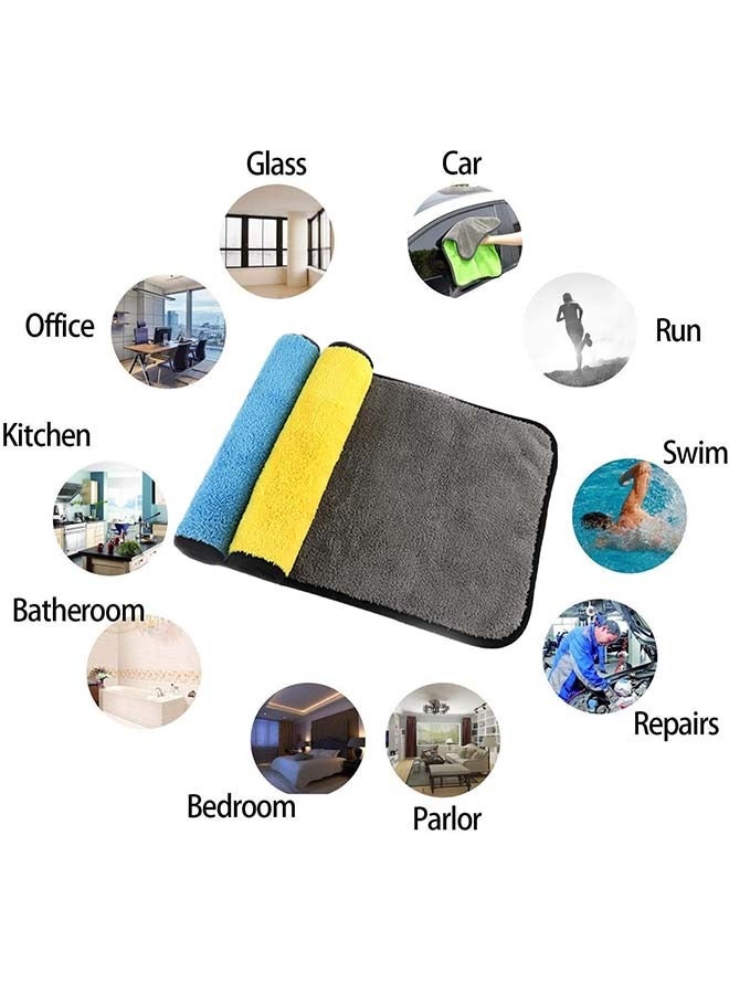 Bukela Car Drying Towels 4 Pack, Ultra Thick Plush Microfiber Cleaning Towels Super Absorbent Quick Drying Cloth– Washable & Reusable for Home, Car Wash, Windows, Kitchen 30 x 40 cm (2 Yellow, 2 Blue) - Image 2