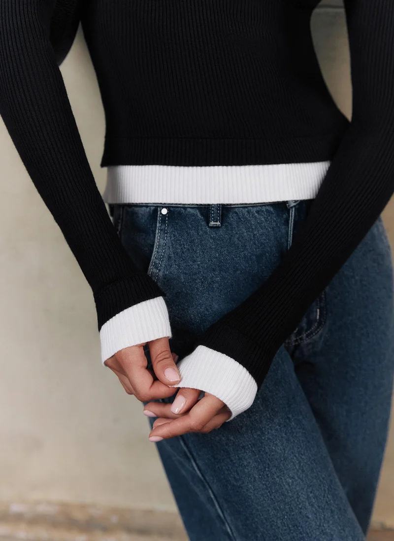 Lichi Rib-knit longsleeve with contrasting edges