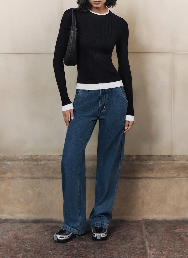 Lichi Rib-knit longsleeve with contrasting edges