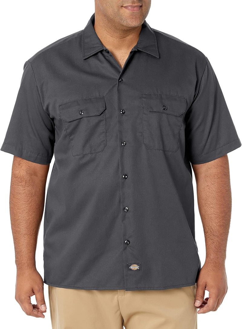 Dickies Men's Big and Tall Short Sleeve Work Shirt in Charcoal - Extra Large - Image 1