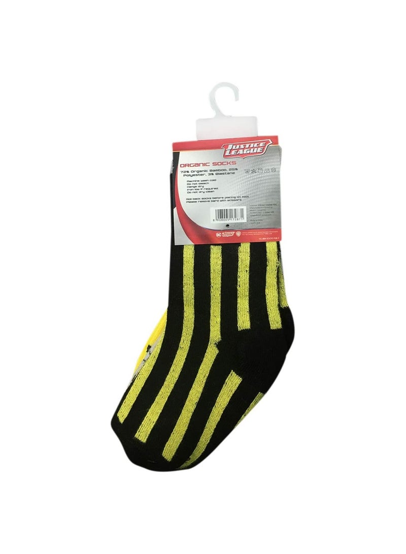 Justice League Batman Bamboo Cotton Sock - Printed (Pack Of 3) - Yellow/Grey/Black 2-4Y  - Image 2
