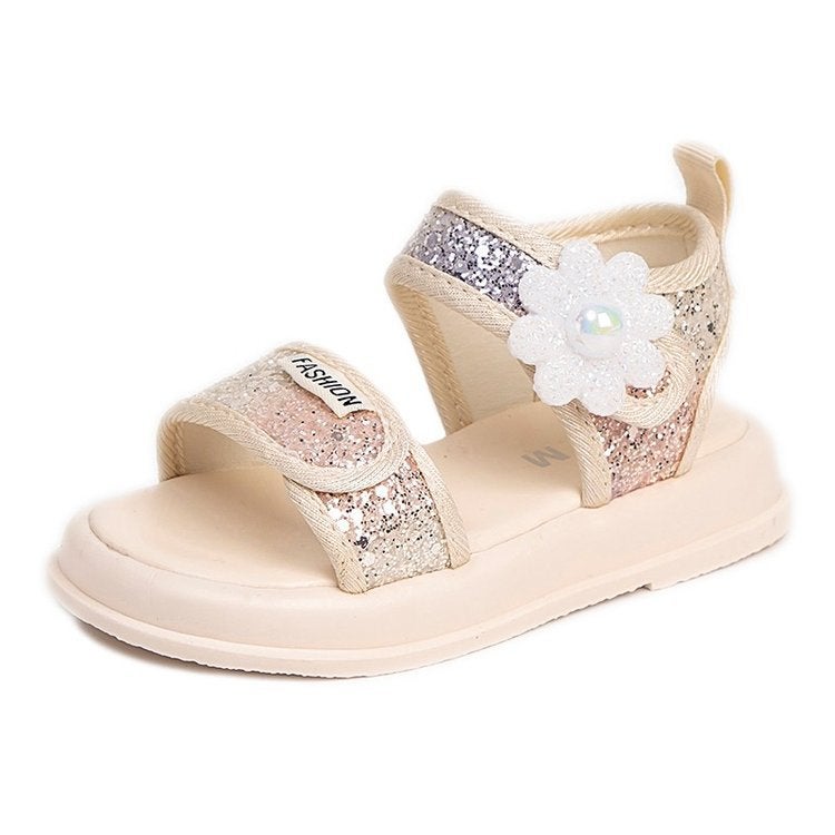 Girls Sandals 2024 Children'S Shoes Sequin Flower Children'S Princess Sandals - Image 1