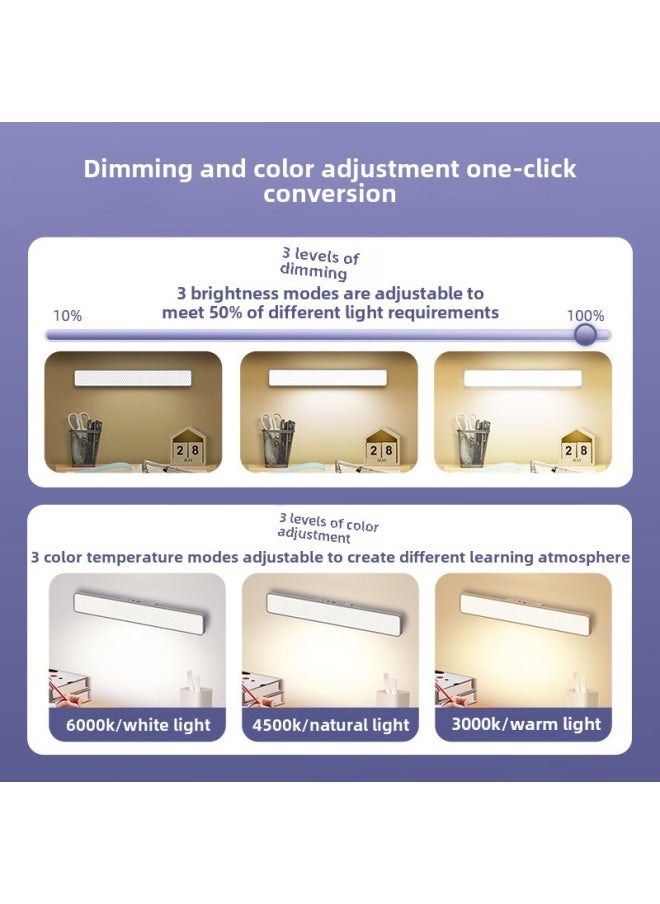 Generic - Eye Protection Desk Lamp Charging And Inserting Dual-purpose Learning Lamp Intelligent Voice Remote Control Cool Wall Lamp Student Dormitory Charging Reading Lamp-Specifications:Intelligent Voice Control +6000 MA + Three-gear Dimming Color - Image 1