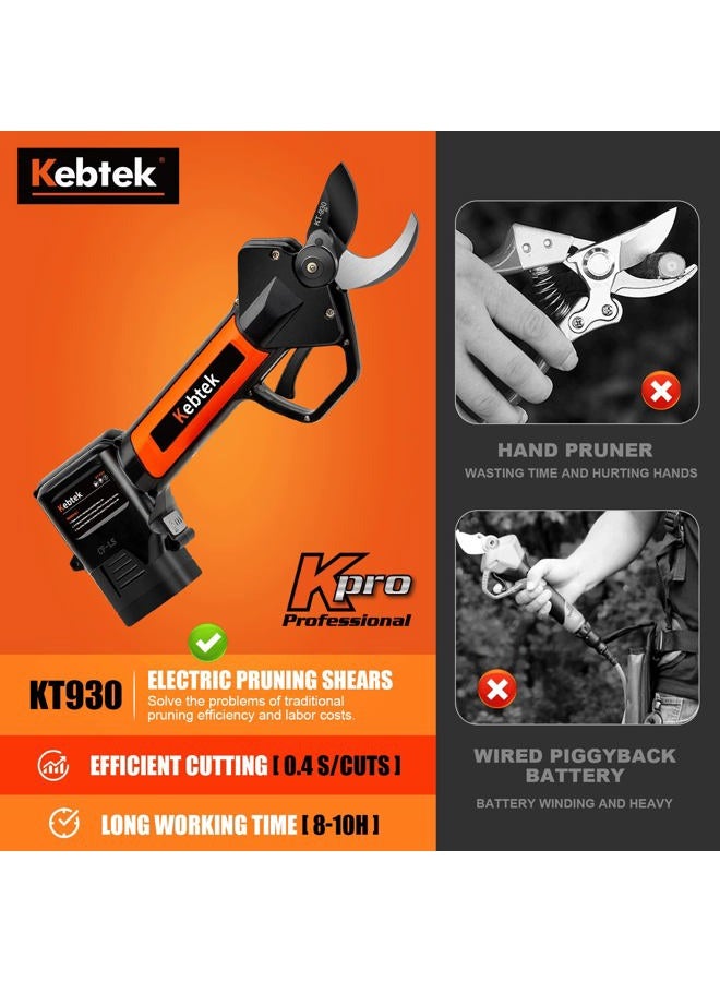 Kebtek Electric Secateurs, Electric Pruning Shears 16.8V Electric Branch Cutter with 2PCS Backup Battery and Charger, Cordless Pruner with Brushless Motor, 30mm (1.18 Inch) Max Cutting Diameter - Image 3