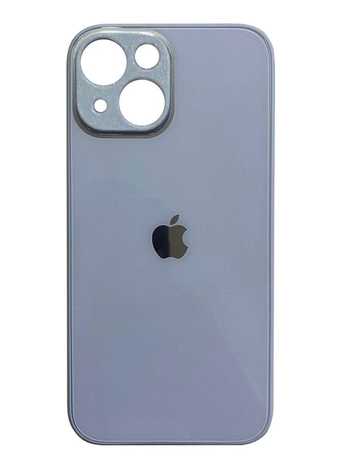 iPhone 13 Back Cover Tempered Glass With Silicone Rubber Frame For IPhone 13 Case - Baby Blue