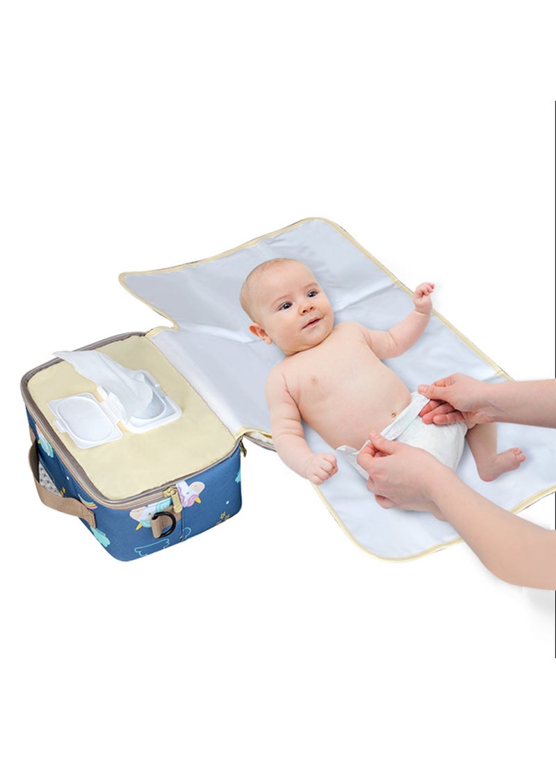 Sunveno Diaper Changing Clutch With Mat - Unicorn Blue - Image 4