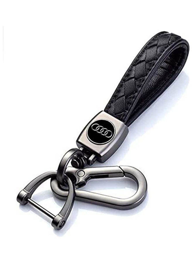 Loquat Genuine Leather Car Logo Keychain For Audi Car - Image 1