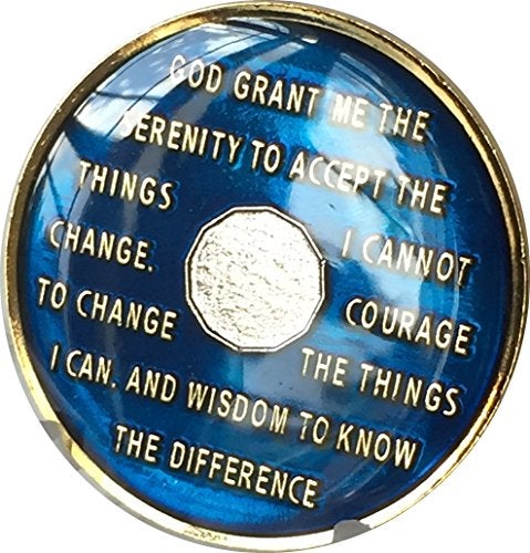 Bright Star Press 4 Year Midnight Blue AA Gold Nickel TriPlated Medallion Chip with Serenity Prayer - Image 5