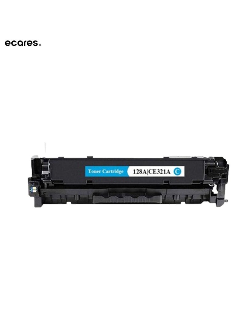ECARES® 128A Compatible Toner Cartridge CE321A for HP Color Laserjet CP1525n CP1525nw CM1415fn CM1415fnw Printer (Cyan) - Image 1