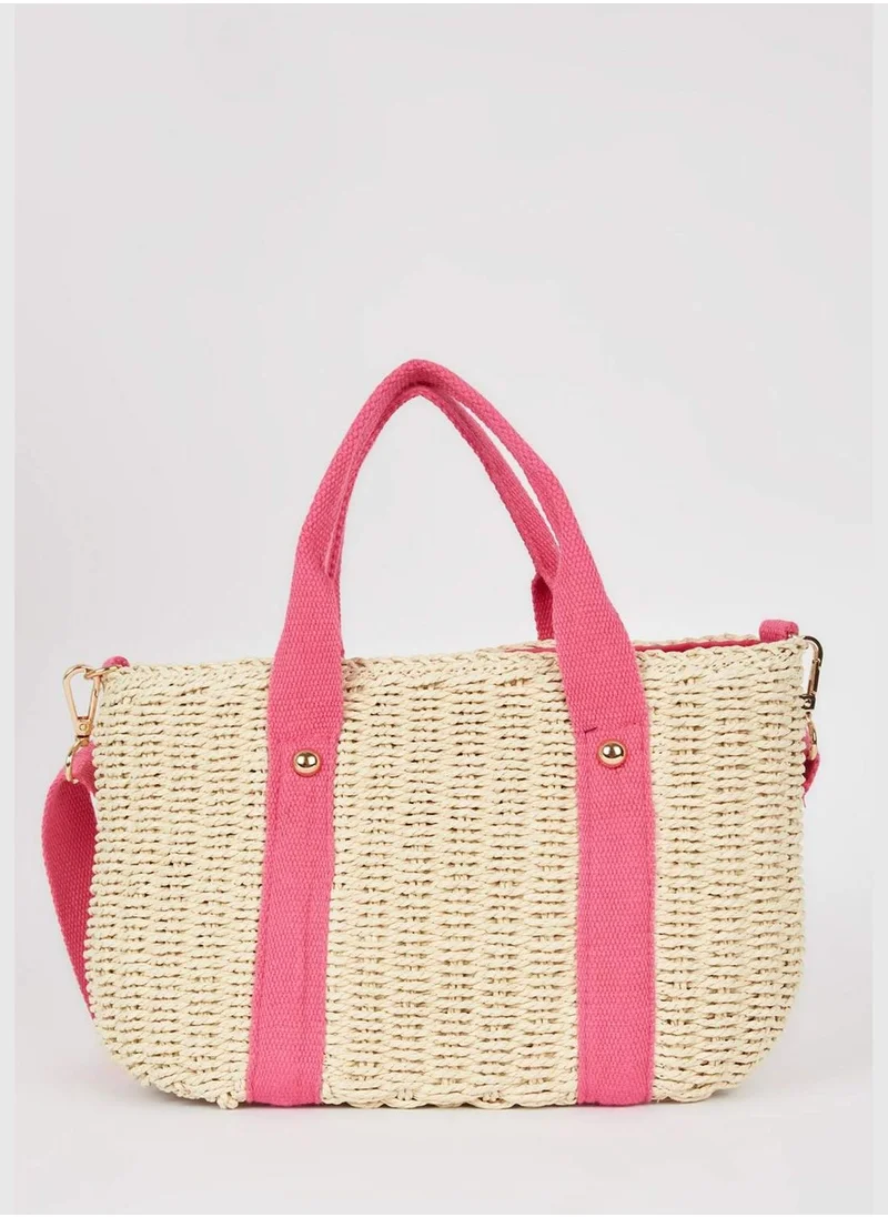 ديفاكتو Stripe Detail Straw Bag