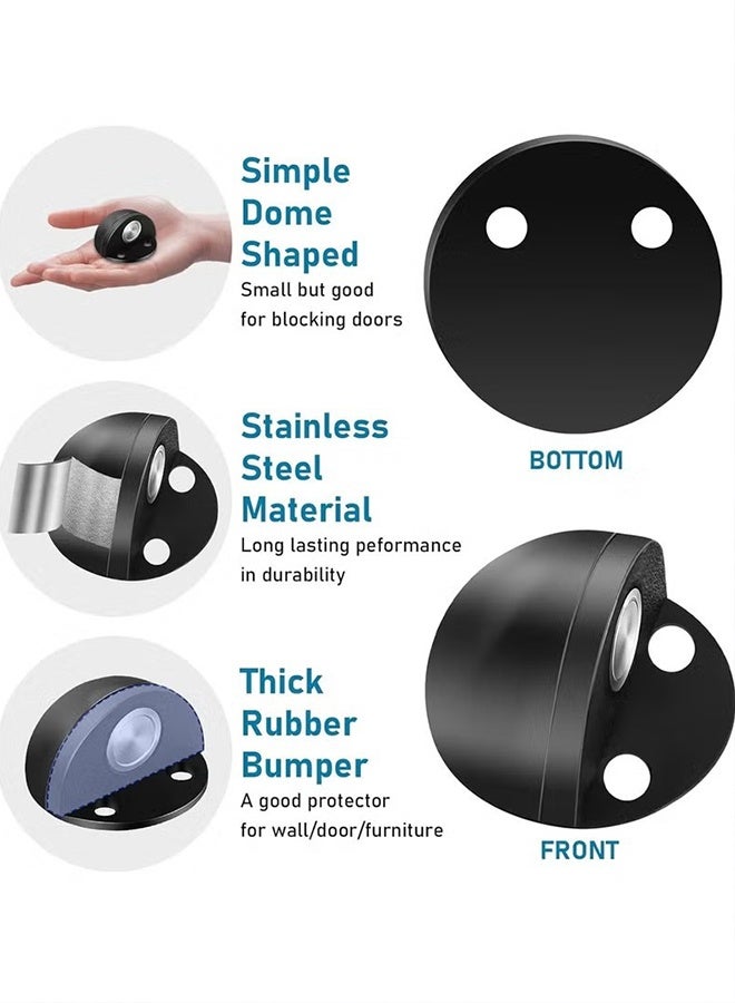 Happy D Stainless Steel Magnetic Door Stoppers Floor Mount Magnetic Catch Holder Modern Door Stops Brushed Satin Dome Door Stopper Wall Protector Adhesive Doorstops Magnet for Bottom of Door - Image 2