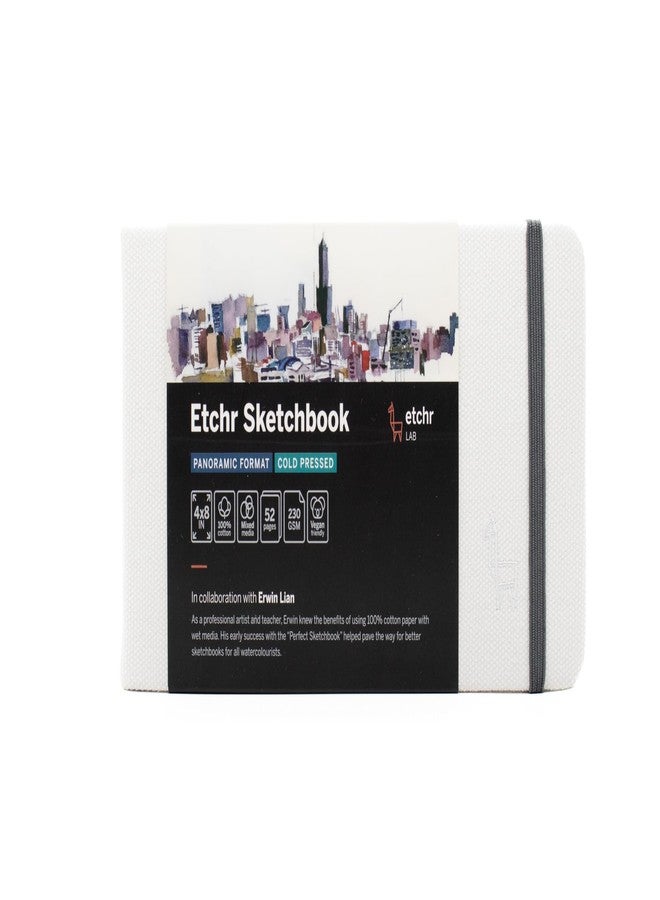 Etchr Panorama Sketchbook - Cold Press Mixed Media, 100% Cotton, Hardcover, 52 Pages, 4 x 8 - Image 1