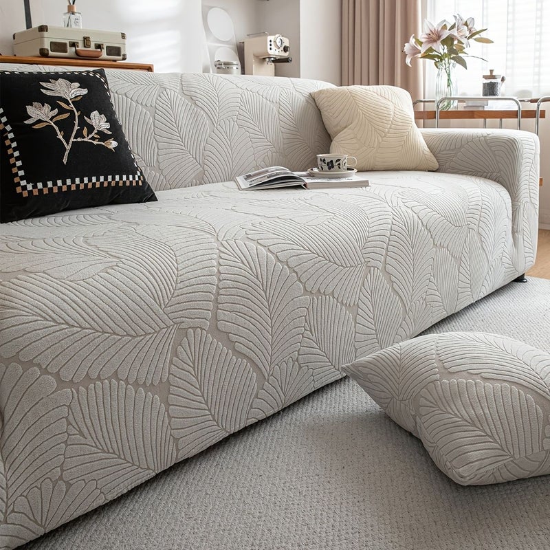 Elegant Green Leaf Texture Fleece Sofa Cover 2 Seater Slip Resistant Pet Friendly Machine Washable - Image 5