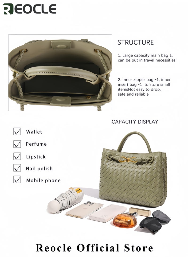 REOCLE Women Hobo Bags Woven Tote Bag Woven Shoulder Bag Fashion Woven Purses Crossbody Satchel Bag with Adjustable Shoulder Strap - Image 2