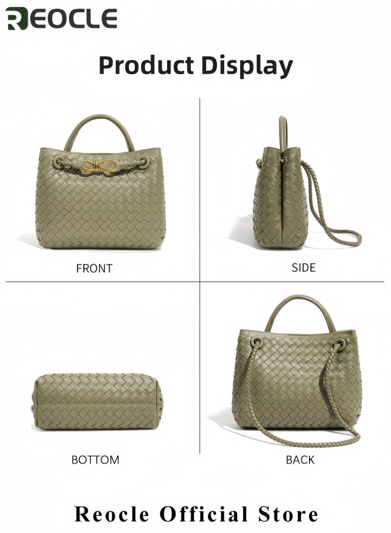 REOCLE Women Hobo Bags Woven Tote Bag Woven Shoulder Bag Fashion Woven Purses Crossbody Satchel Bag with Adjustable Shoulder Strap - Image 4