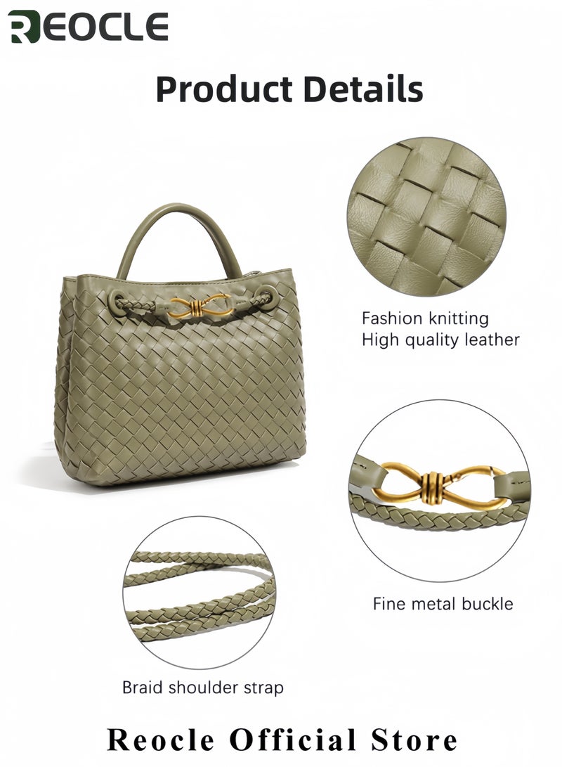 REOCLE Women Hobo Bags Woven Tote Bag Woven Shoulder Bag Fashion Woven Purses Crossbody Satchel Bag with Adjustable Shoulder Strap - Image 3