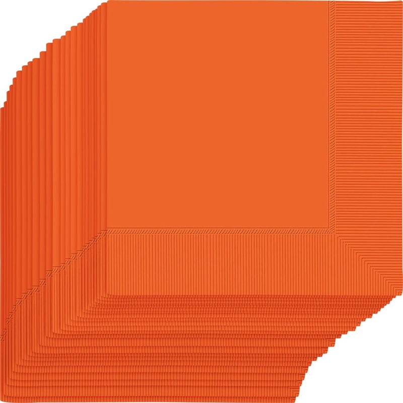 Amscan Festive Orange Peel 2-Ply Beverage Napkins - 5"" x 5"" (Pack of 40) - Durable  Absorbent & Vibrant - Perfect for Parties  Holidays & Special Occasions - Image 1
