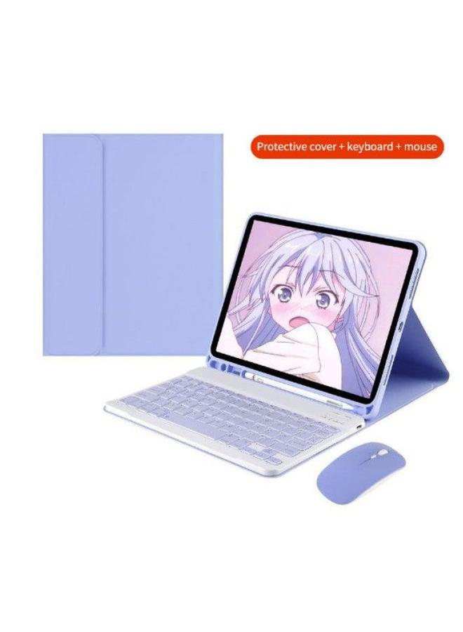 Digital Computer/tablet External Keyboard Portable Wireless Bluetooth Suitable For Various Tablets Computers-Color:Purple (keyboard + Leather Mouse)-Product Type:ipad Air1/air2/pro9.7 Inch/2017/2018 - Image 1