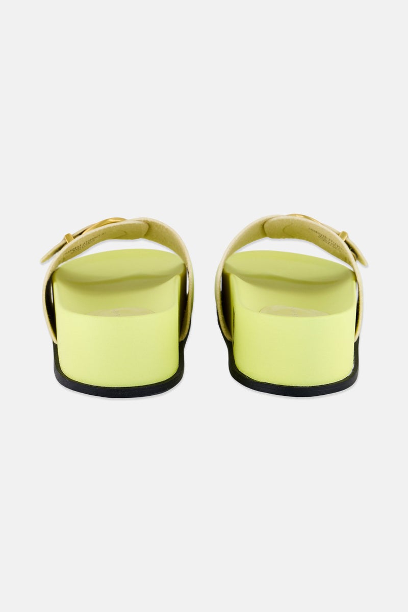 CHARLES & KEITH Women Open Toe Adjustable Buckle Slides, Neon Yellow  - Image 2