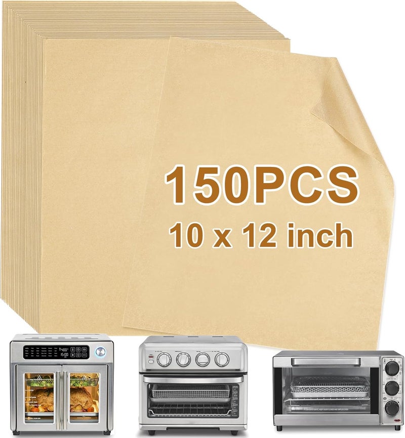 YQL 150PCS Disposable Air Fryer Parchment Paper Liners, Compatible with Emeril Lagasse 26 QT Extra Large Air Fryer, French Door 360 Convection Oven Accessories, Unbleached Rectangular Baking Sheets - Image 1