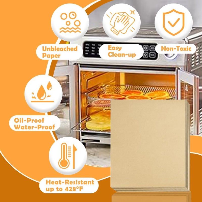 YQL 150PCS Disposable Air Fryer Parchment Paper Liners, Compatible with Emeril Lagasse 26 QT Extra Large Air Fryer, French Door 360 Convection Oven Accessories, Unbleached Rectangular Baking Sheets - Image 4