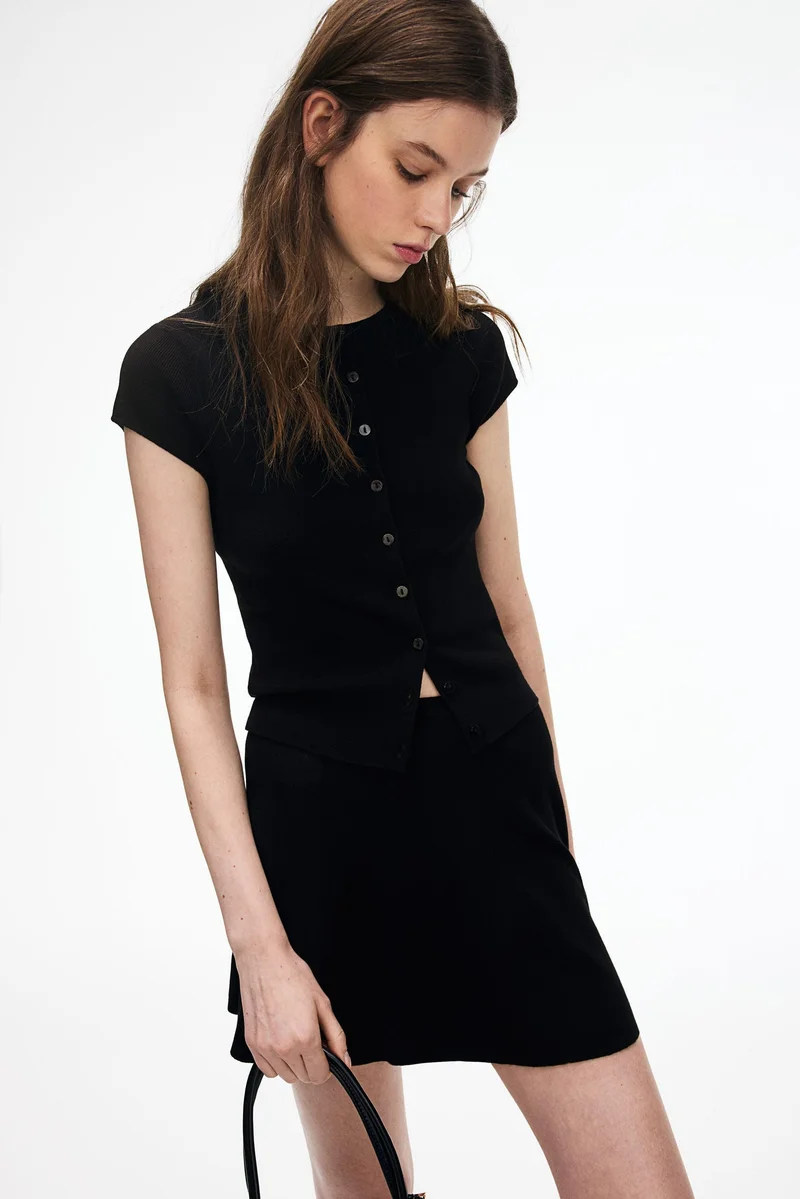 H&M Short-sleeved fine-knit cardigan