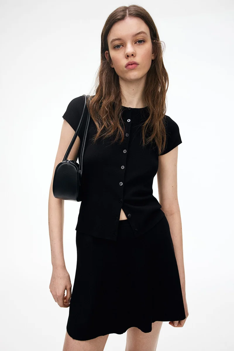 H&M Short-sleeved fine-knit cardigan