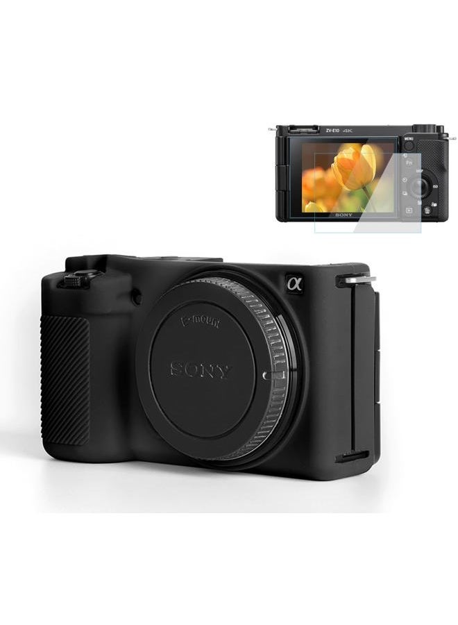 Pocoukate Camera Case for Sony ZV-E10 / ZV-E10L, Vlog Style Alpha ZV-E10 ZV-E10L Digital Camera Anti-Scratch Slim Fit Soft DSLR Camera Sleeve with Screen Protector (Black) - Image 1