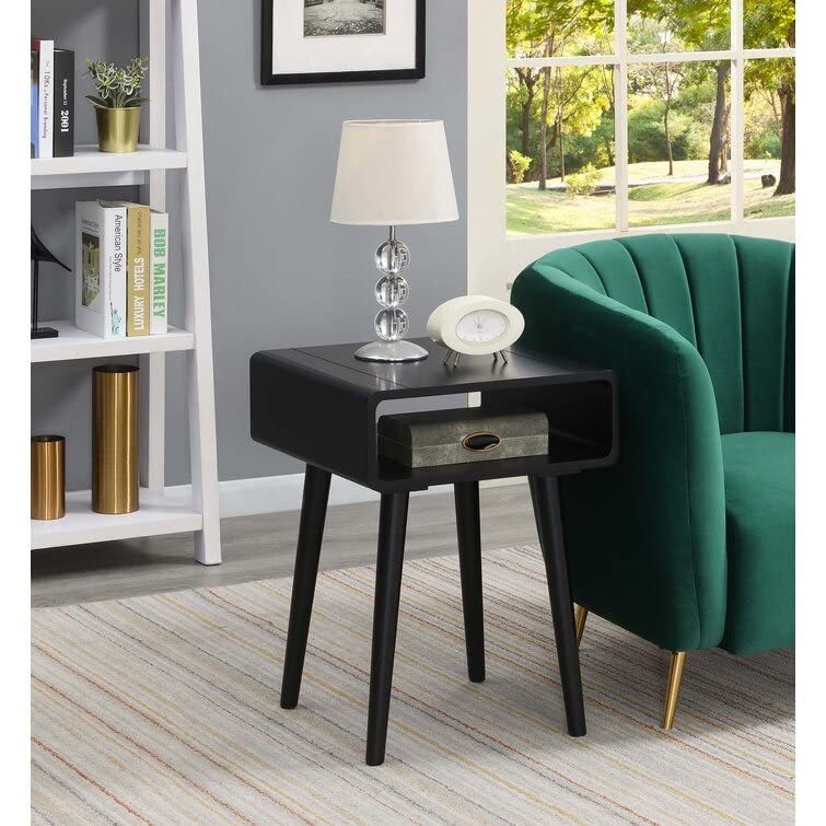 ODEJIA Medium Size End Table Side Table with Open Shelf for Home DecorLiving Room Single Table for Bedroom Black