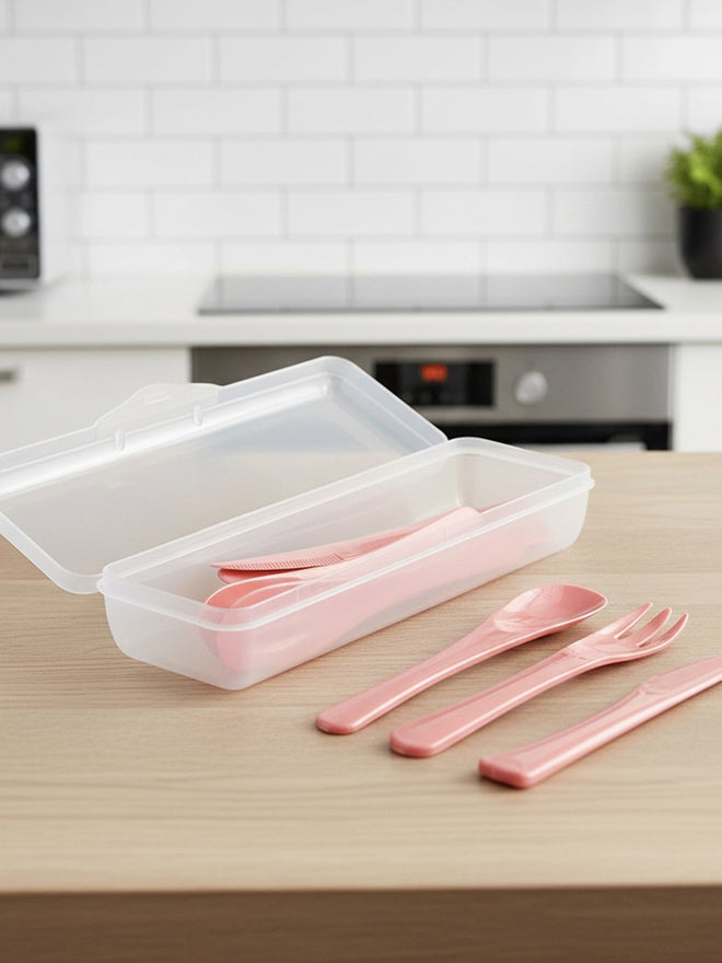 Herevin 12-Pieces Boxed Polypropylene Cutlery Set - Pink - Image 5