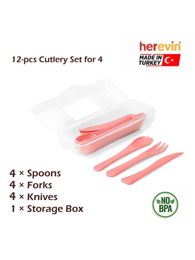 Herevin 12-Pieces Boxed Polypropylene Cutlery Set - Pink - Image 3