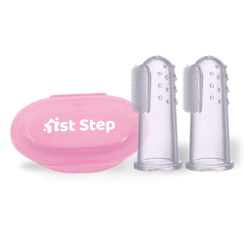 1st Step Silicone Finger Brush Pack of 2 (Pink) - Image 1