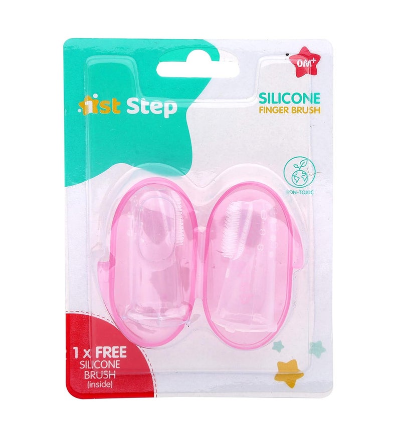 1st Step Silicone Finger Brush Pack of 2 (Pink) - Image 4