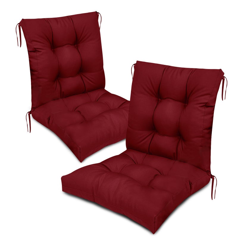 Eoieov Outdoor Chair Cushions High Back Waterproof Set of 2 Tufted Burgundy Patio Rocking Chair Replacement Seat Back Cushion for Indoor Outodoor Patio Dining Chair 41.7"*20.8"*3.9" - Image 1
