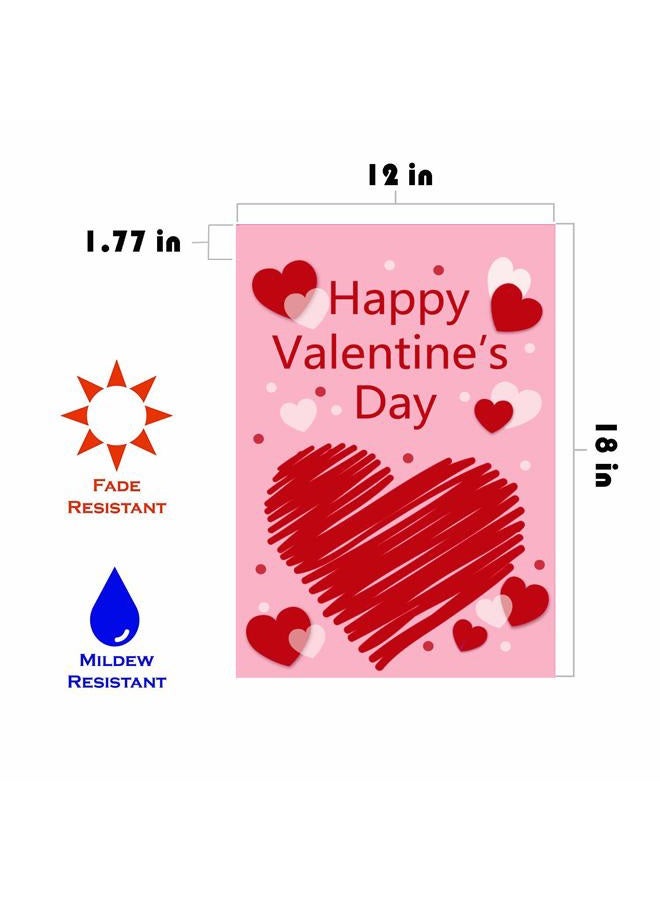 WOONOO Happy Valentine Garden Flag Double Sided 12 X 18 Inch, Valentines Day Decorations for Garden Valentines Day Party Supplies - Image 2