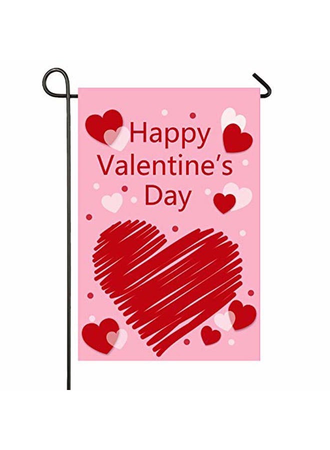 WOONOO Happy Valentine Garden Flag Double Sided 12 X 18 Inch, Valentines Day Decorations for Garden Valentines Day Party Supplies - Image 1